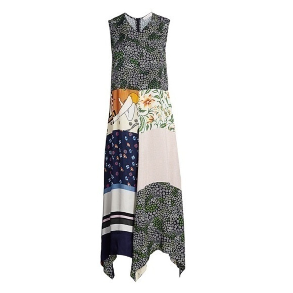 See by Chloé Patchwork Print Sleeveless Maxi Handkerchief Dress